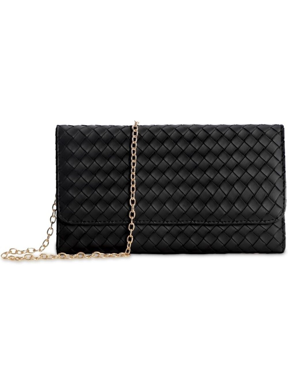 Women's Black Clutch Purse With Removable Gold Chain Evening Crossbody Bags